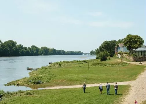 Quatre personnes se baladent le long de la Loire