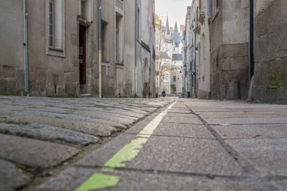 La ligne verte dans une rue de Nantes.