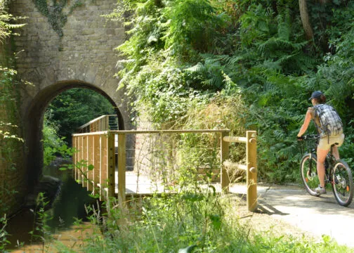 Un cycliste parcours la Vallée du Cens