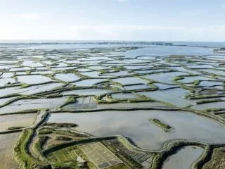 Vue aérienne des marais salants de Guérande